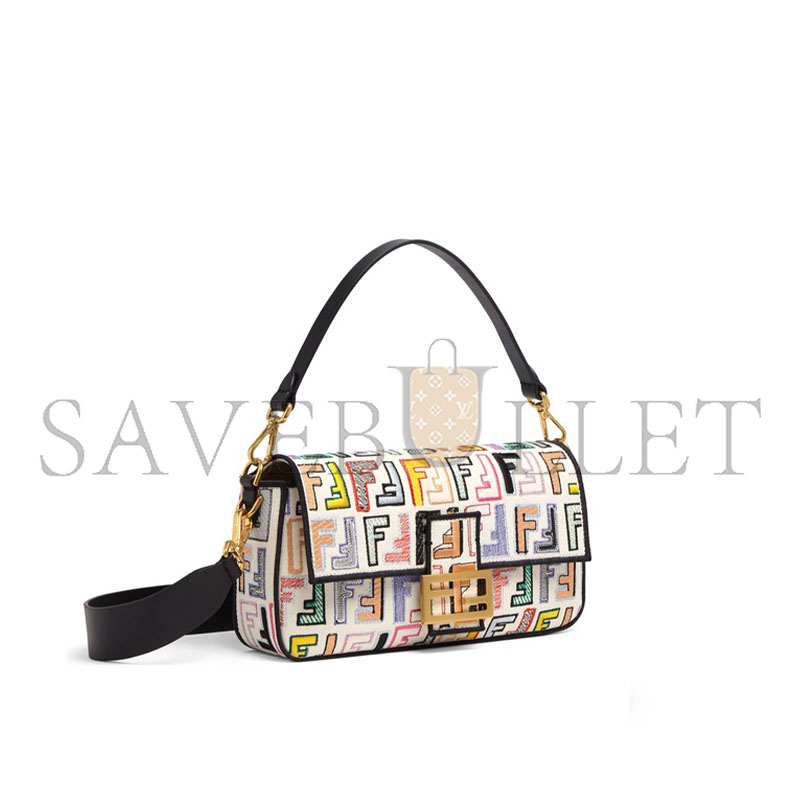 F**di baguette baguette bag in embroidered ff pattern canvas (27*15*6cm)